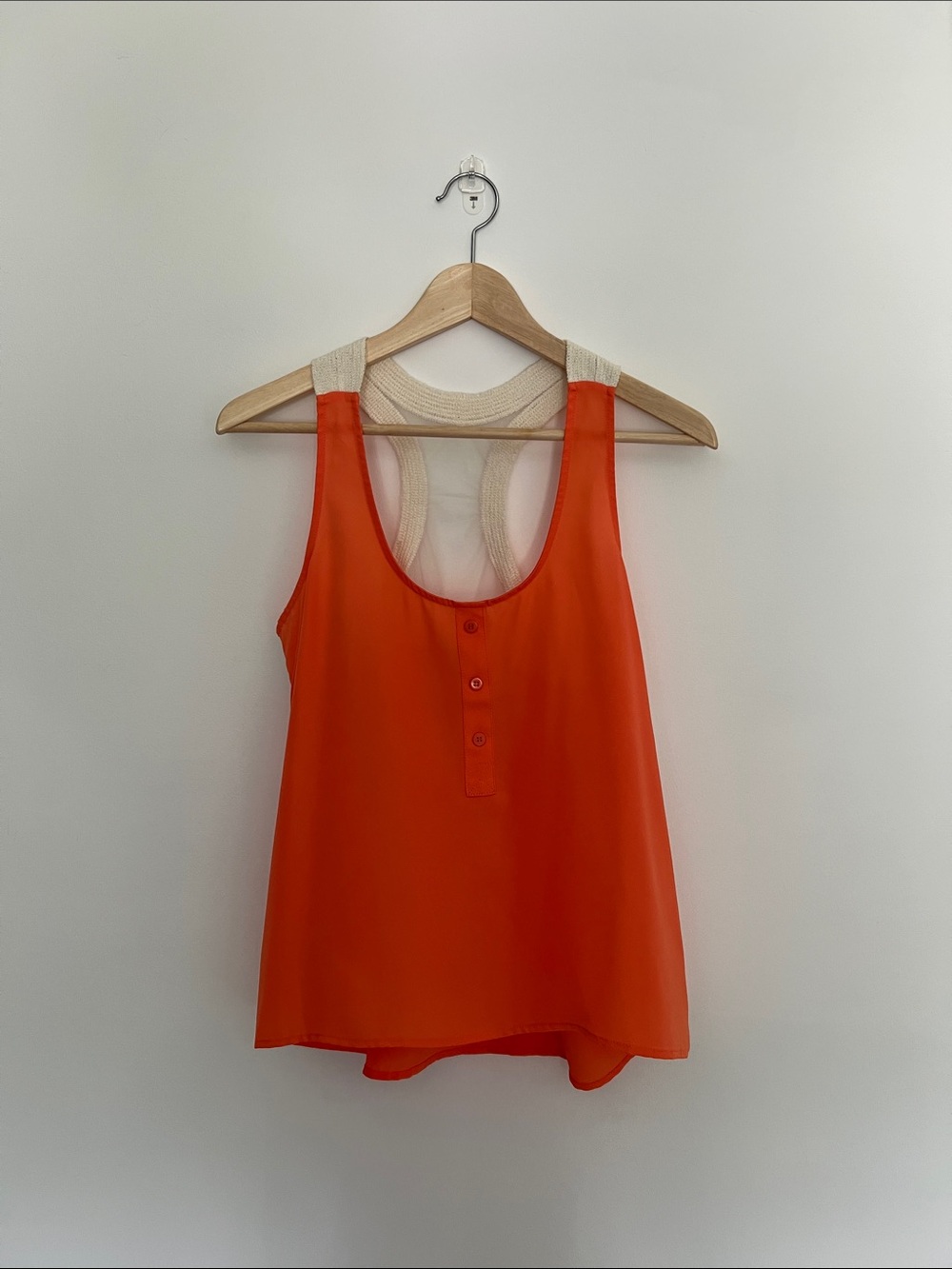 nwt bar III orange floaty racer back top, size small